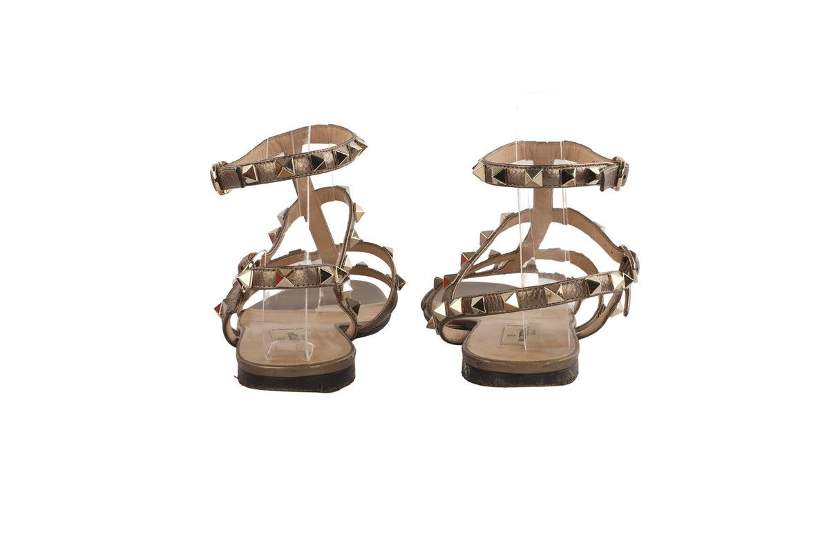 VALENTINO GARAVANI BRONZE ROCKSTUD LEATHER SANDALS EU 39 UK 6 US 9