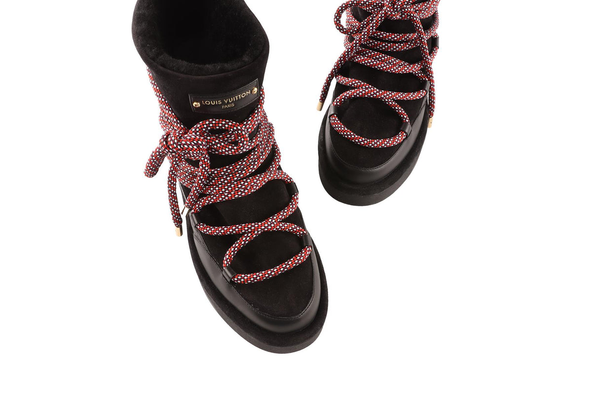 LOUIS VUITTON BLACK ASPEN MONOGRAM SUEDE ANKLE BOOTS  EU 39 UK 6 US 9