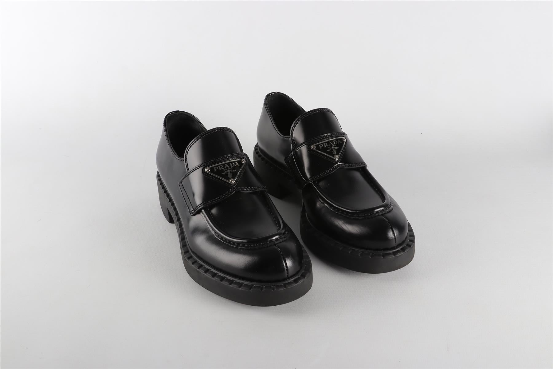 PRADA BLACK LEATHER LOAFERS EU 35