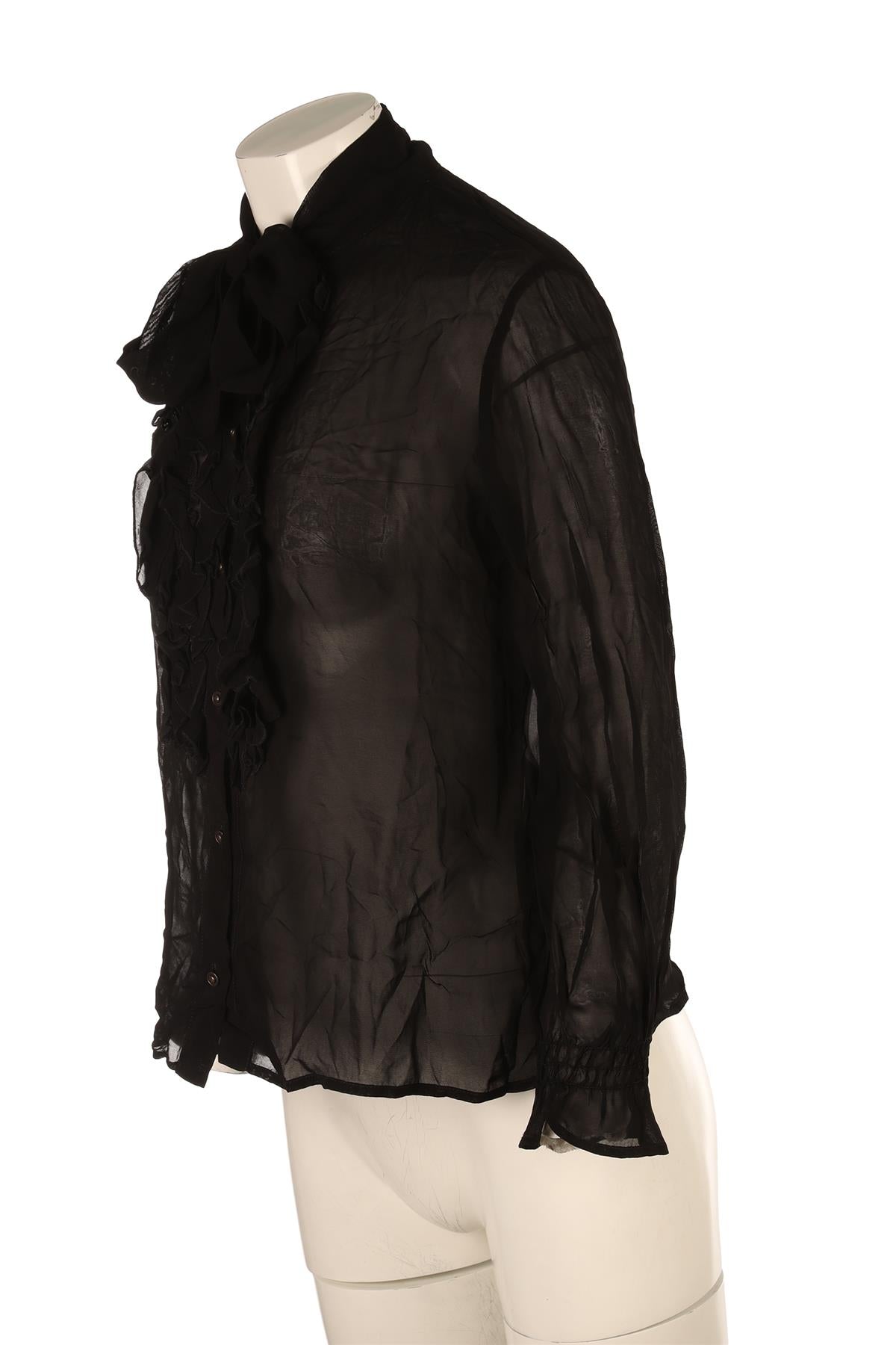 JUST CAVALLI BLACK CREPE SHIRT IT 42 UK 10