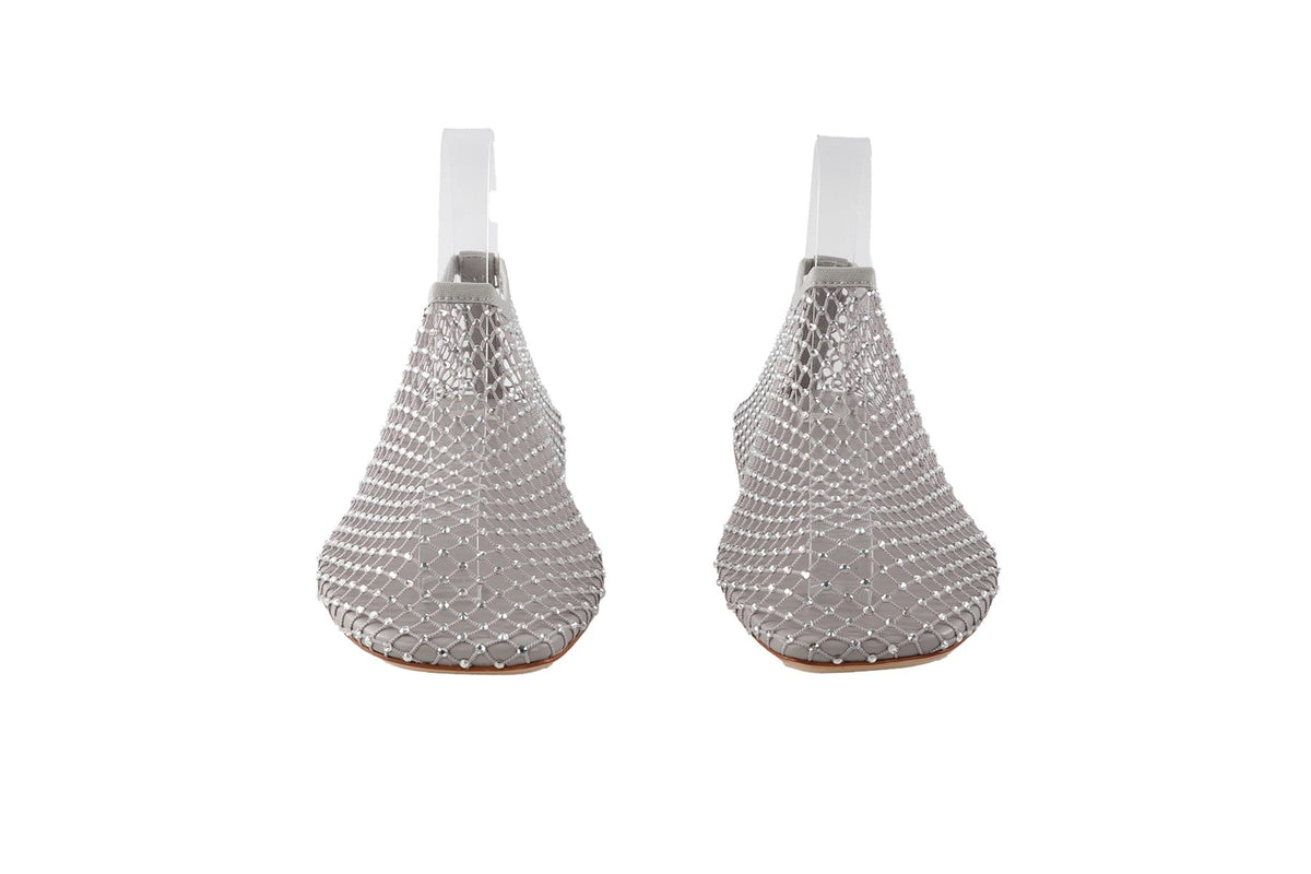 CHRISTOPHER ESBER GREY CRYSTAL AND MESH BALLET FLATS EU 38 UK 5 US 8