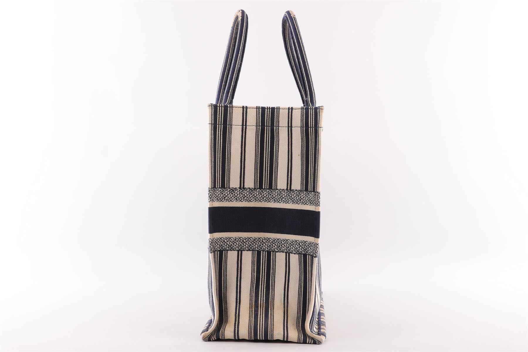 CHRISTIAN DIOR NAVY BOOK LARGE DIORIVIERA CANVAS TOTE BAG