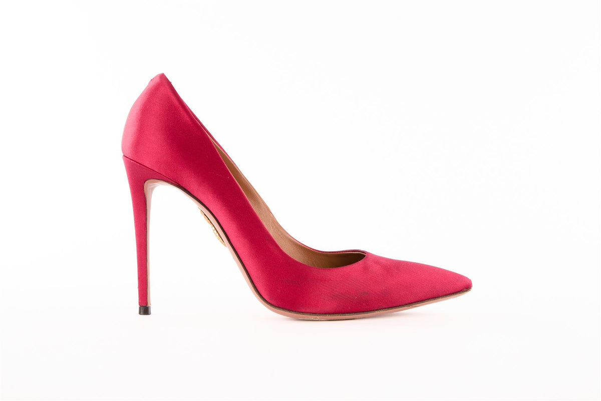 AQUAZZARA RED SATIN PUMPS EU 39 UK 6 US 9