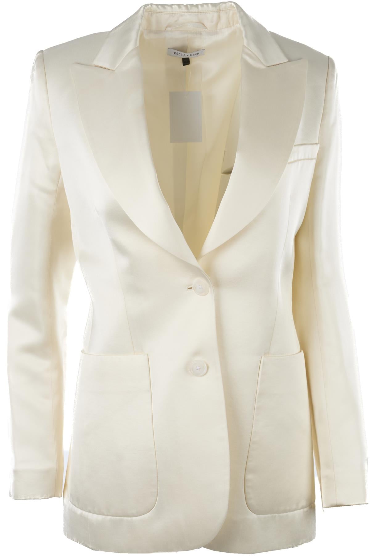 BELLA FREUD IVORY SATIN BLAZER UK 8