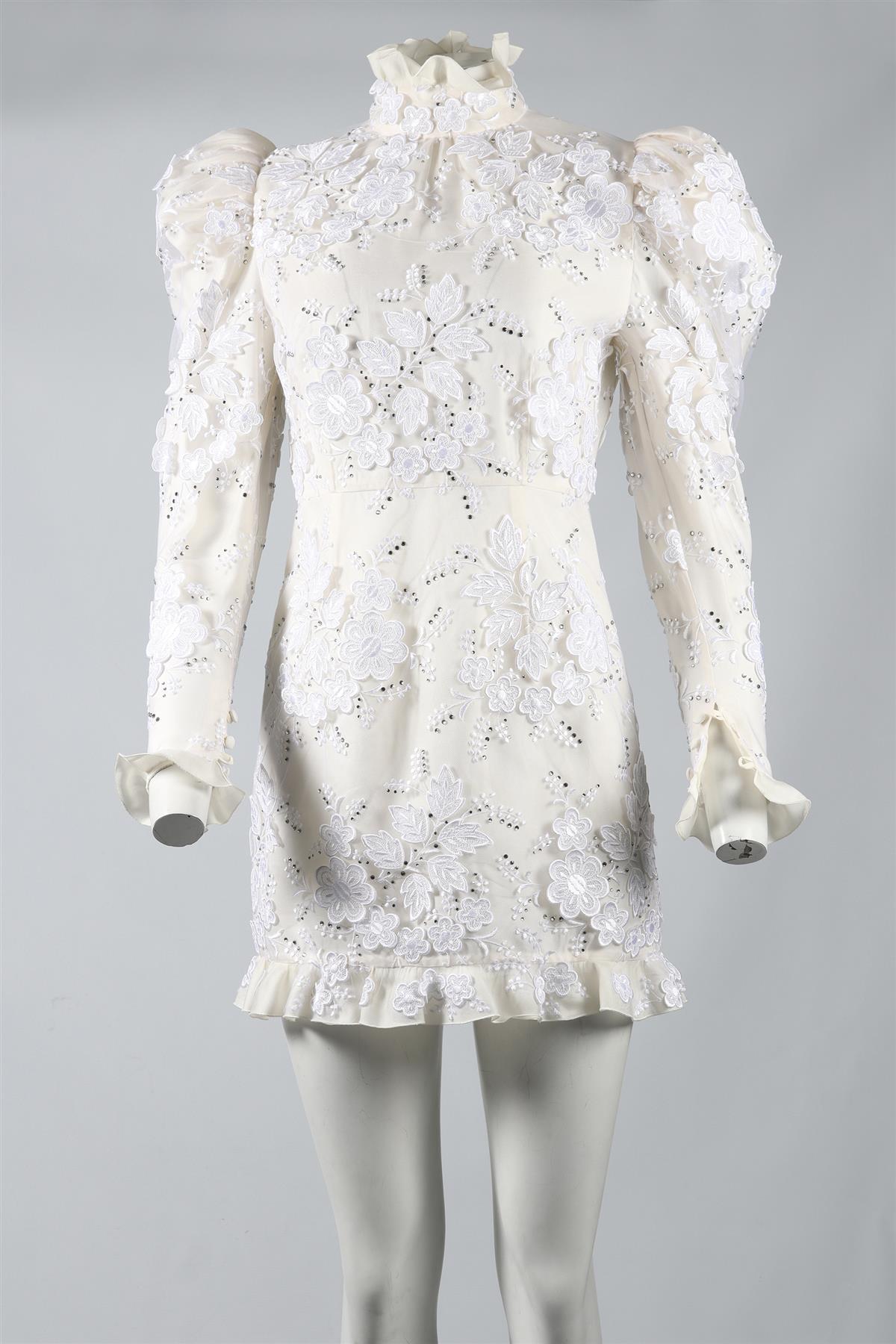ALESSABDRA RICH CRYSTAL AND LACE MINI DRESS IT 40 UK 8