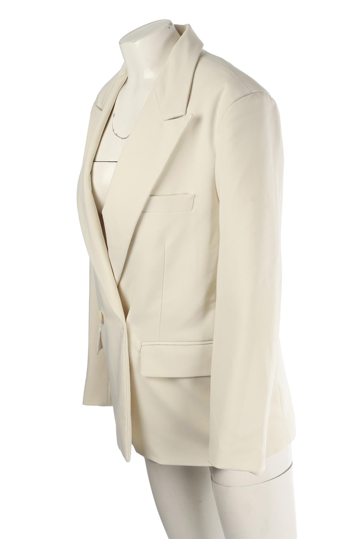 THE FRANKIE SHOP ECRU CREPE BLAZER XSMALL