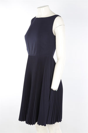 PRADA NAVY CREPE MIDI DRESS IT 40 UK 8