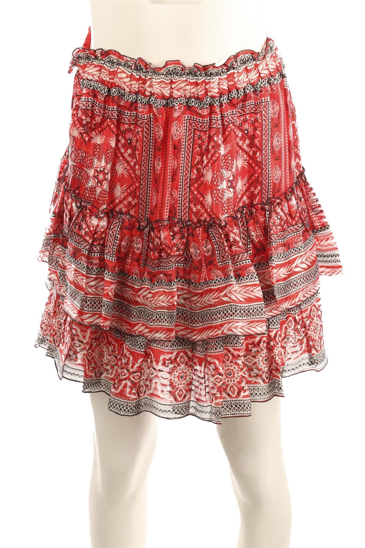 ISABEL MARANT RED SILK MINI SKIRT FR 38 UK 10