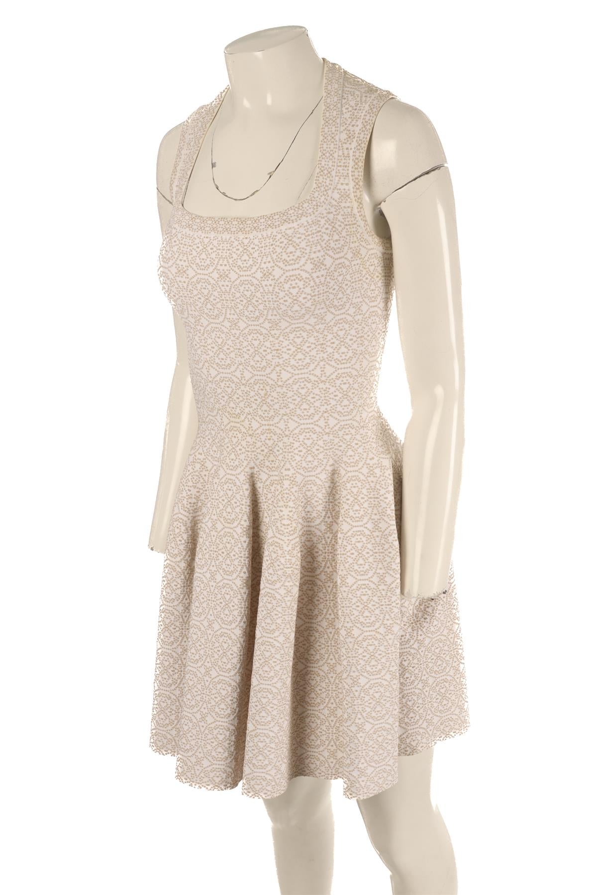 ALAÏA BEIGE KNIT MINI DRESS FR 42 UK 14
