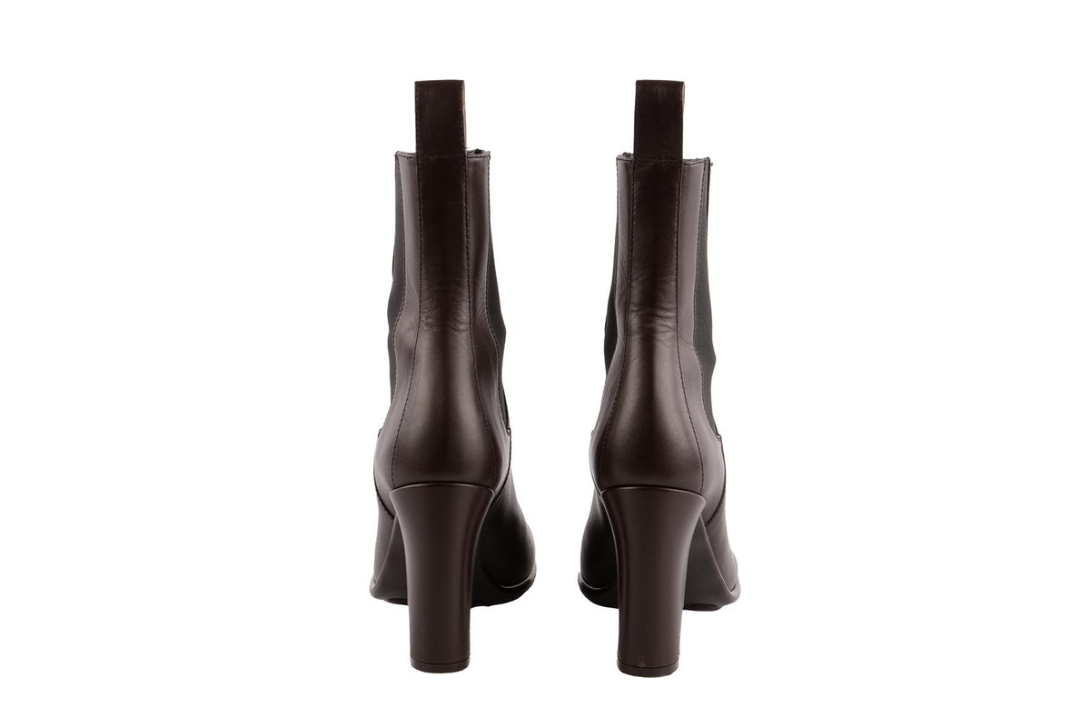BOTTEGA VENETA BROWN LEATHER ANKLE BOOTS EU 39