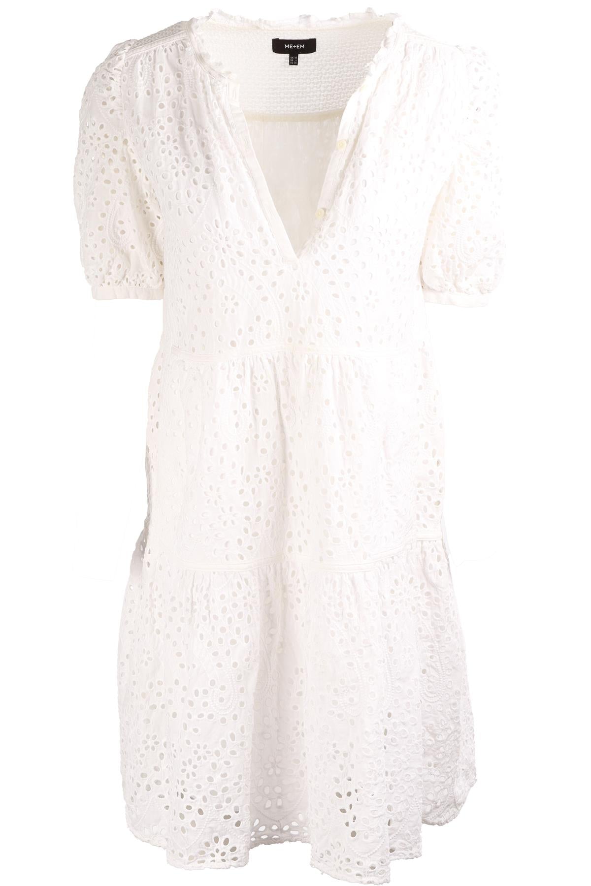 ME+EM WHITE COTTON MINI DRESS UK 10