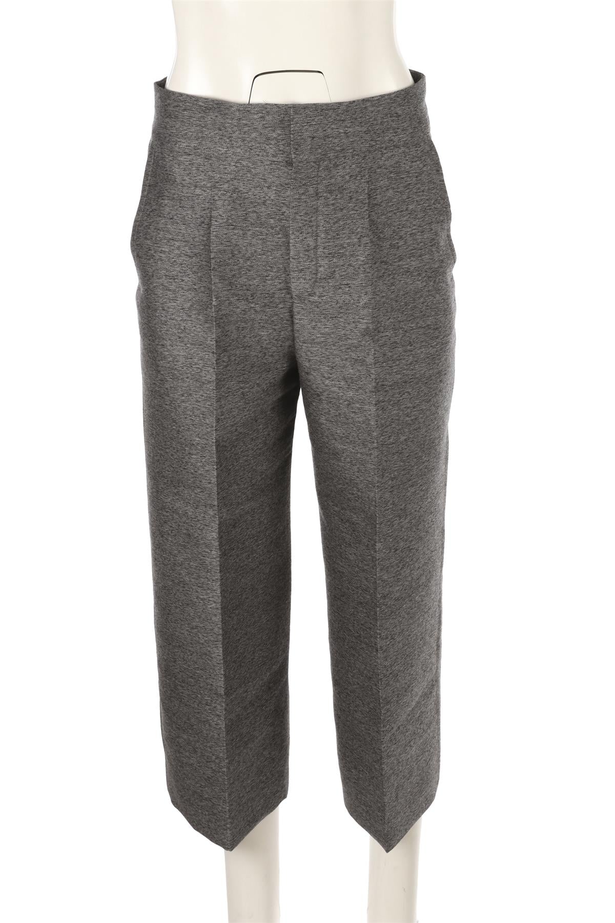 GREY WOOL WIDE LEG PANTS