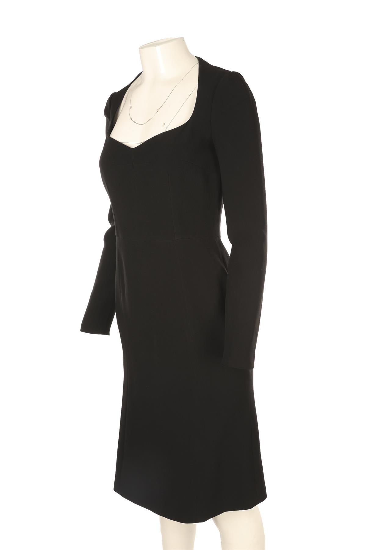 DOLCE & GABBANA BLACK CREPE MIDI DRESS IT 42 UK 10