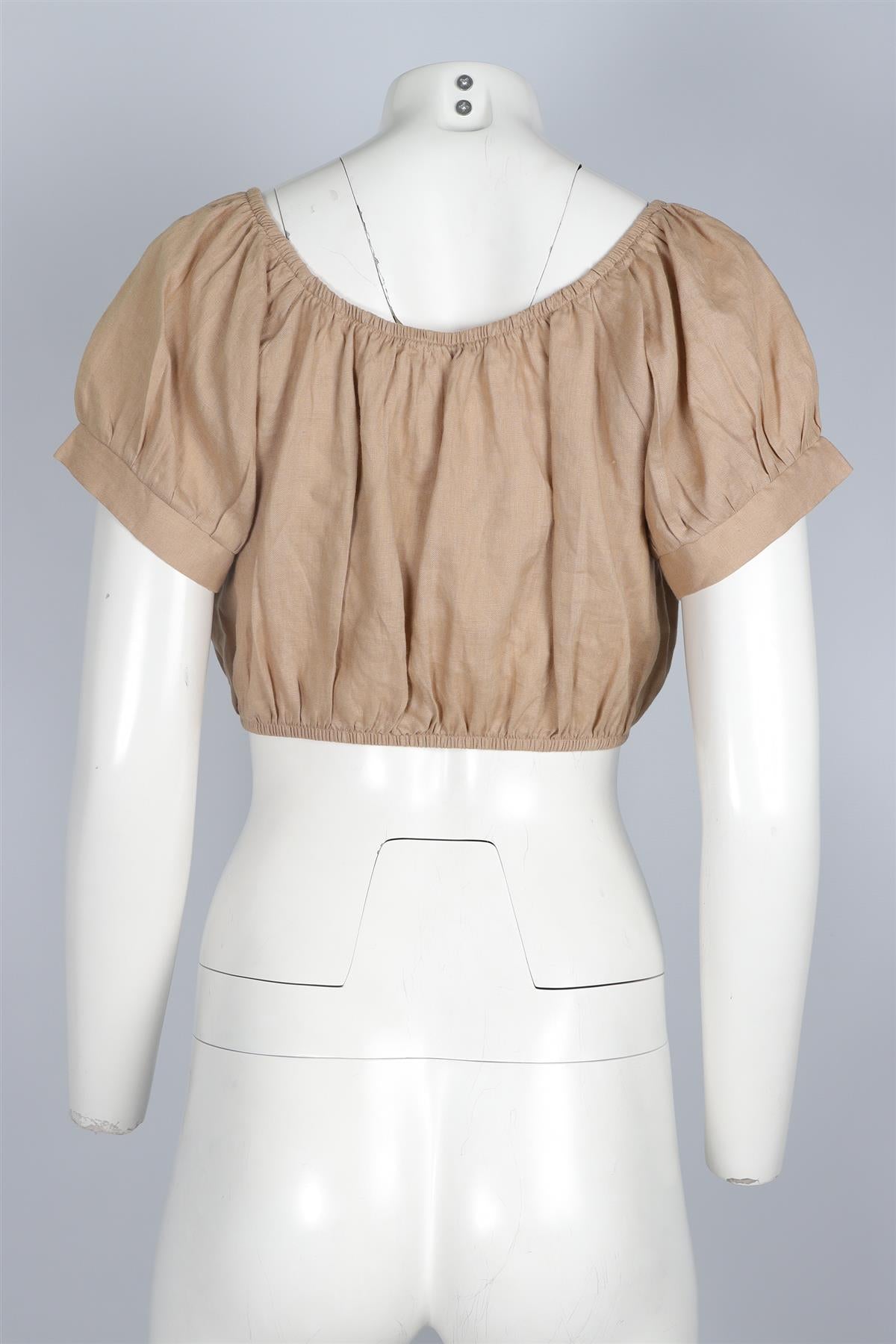 EBERJOY BEIGE LINEN TOP MEDIUM
