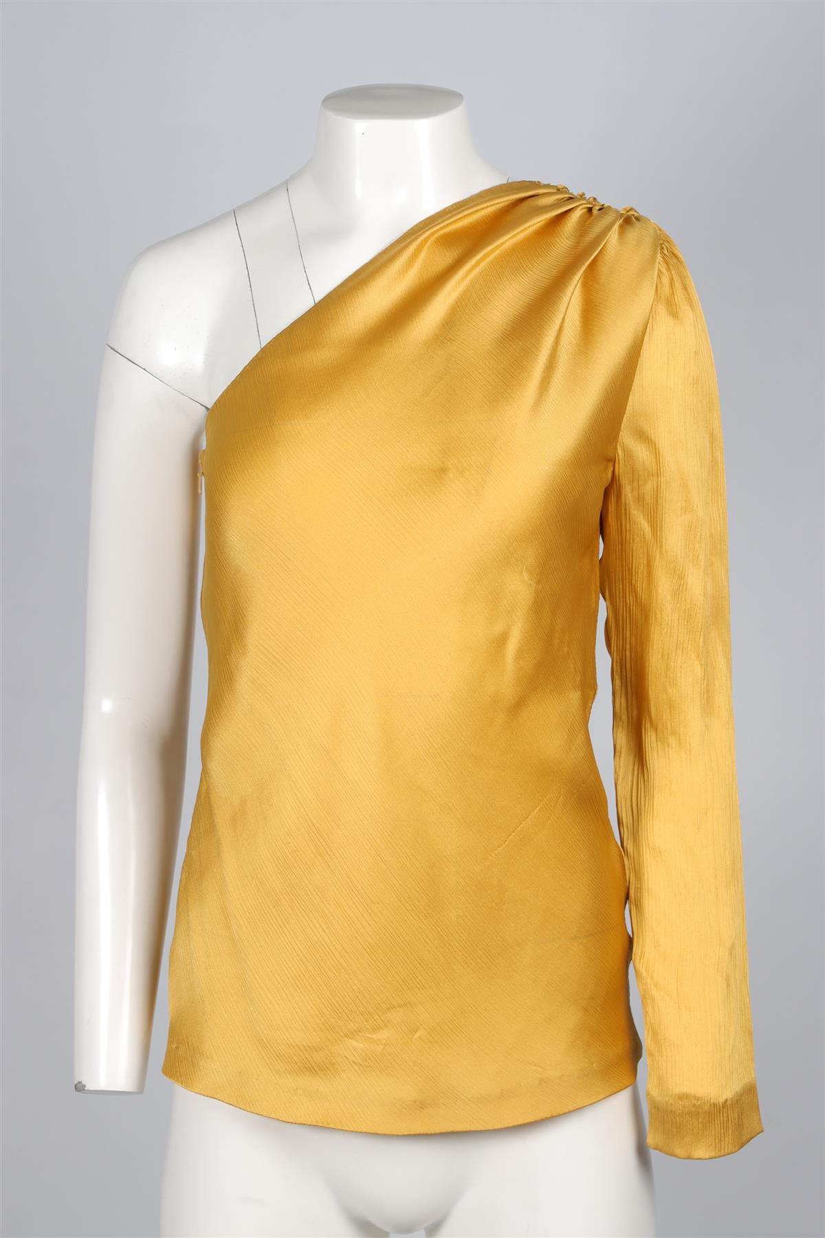 CUSHNIE ET OCHS YELLOW SILK TOP US 2 UK 6