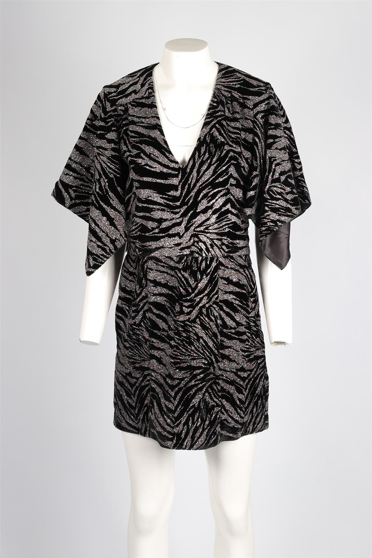 ZADIG & VOLTAIRE BLACK VELVET MINI DRESS LARGE
