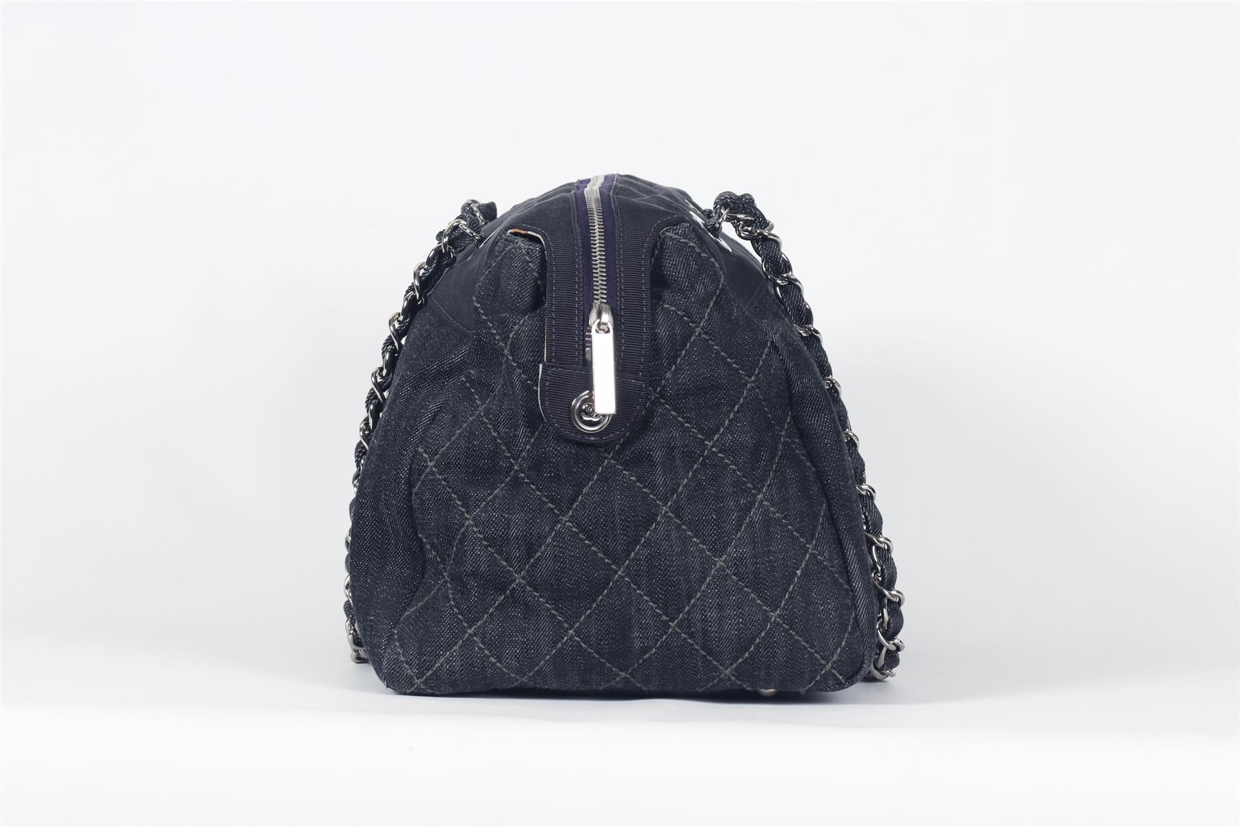 CHANEL 2009 CC QUILTED DENIM SHOULDER BAG