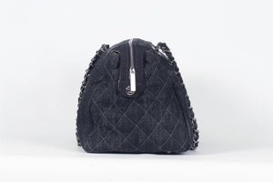CHANEL 2009 CC QUILTED DENIM SHOULDER BAG