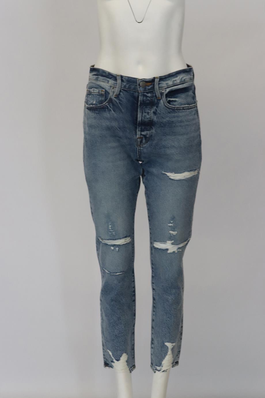 FRAME DISTRESSED HIGH RISE STRAIGHT LEG JEANS W27 UK 8/10