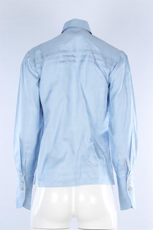 GUCCI BLUE SILK SHIRT IT 38 UK 6