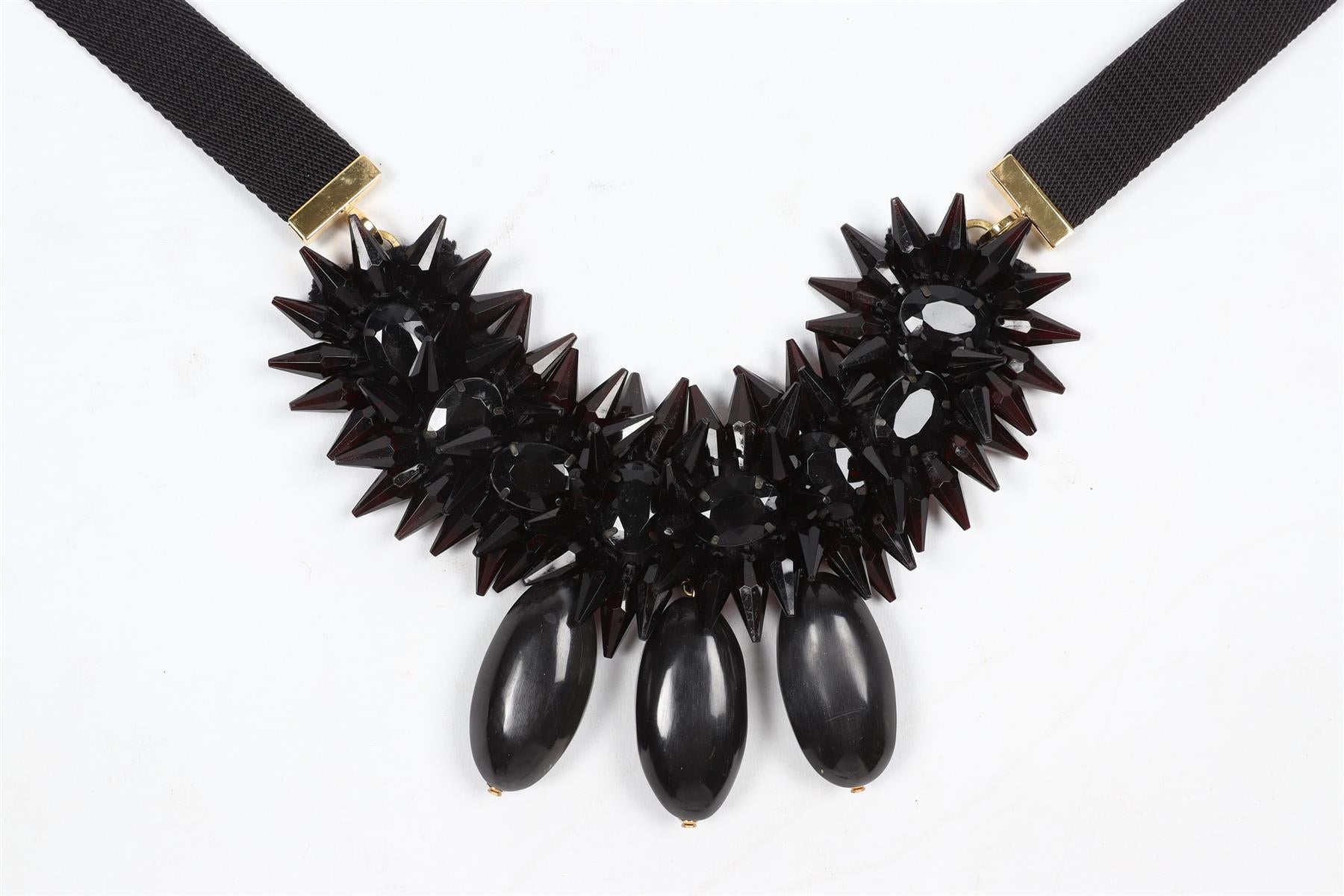 MARNI BLACK ACETATE AND RIBBON NECKLACE