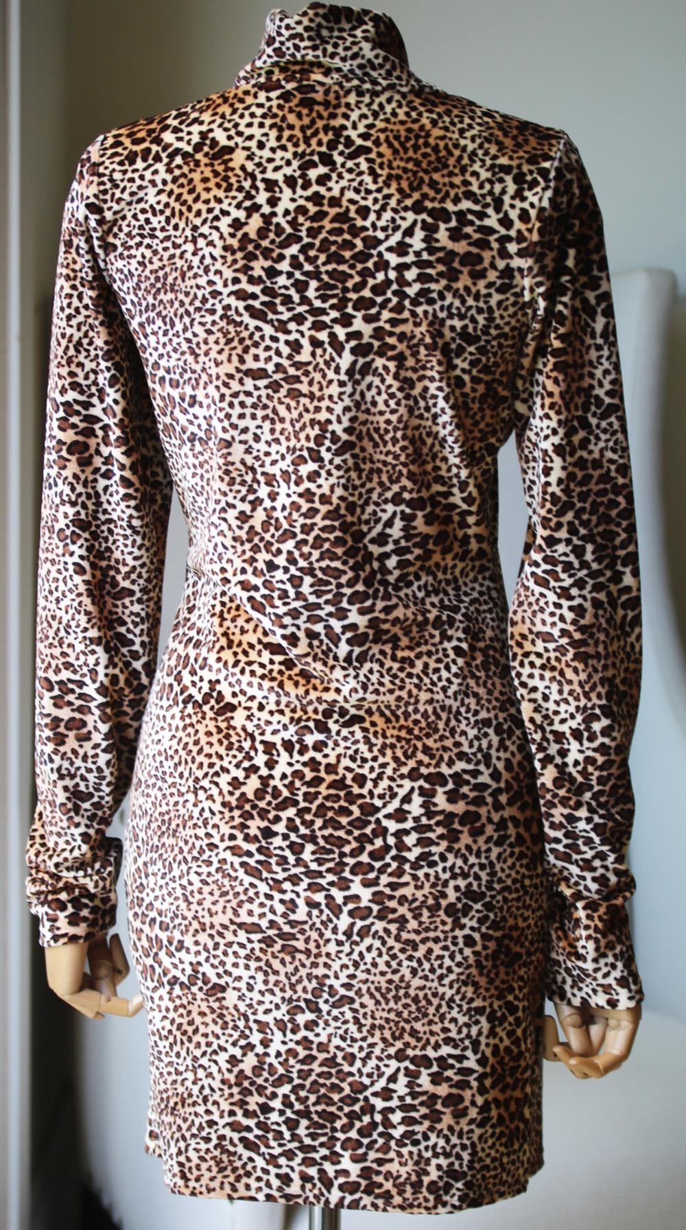 SPRWMN LEOPARD PRINT VELVET MINI DRESS LARGE