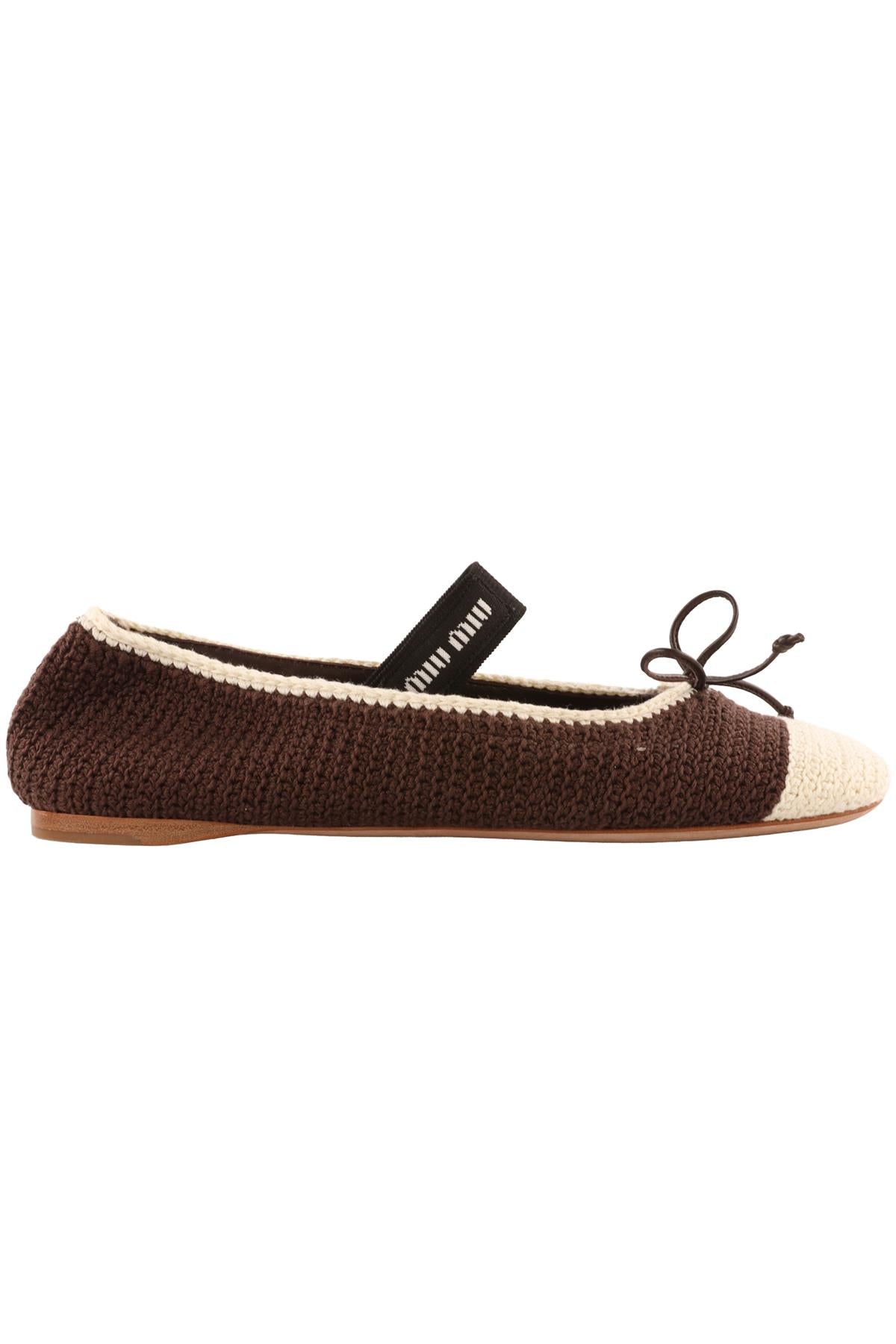 MIU MIU BROWN CROCHET BALLET FLATS EU 38.5 UK 5.5 US 8.5