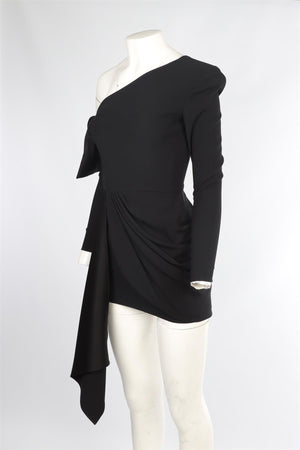 ALEX PERRY BLACK SATIN MINI DRESS UK 6