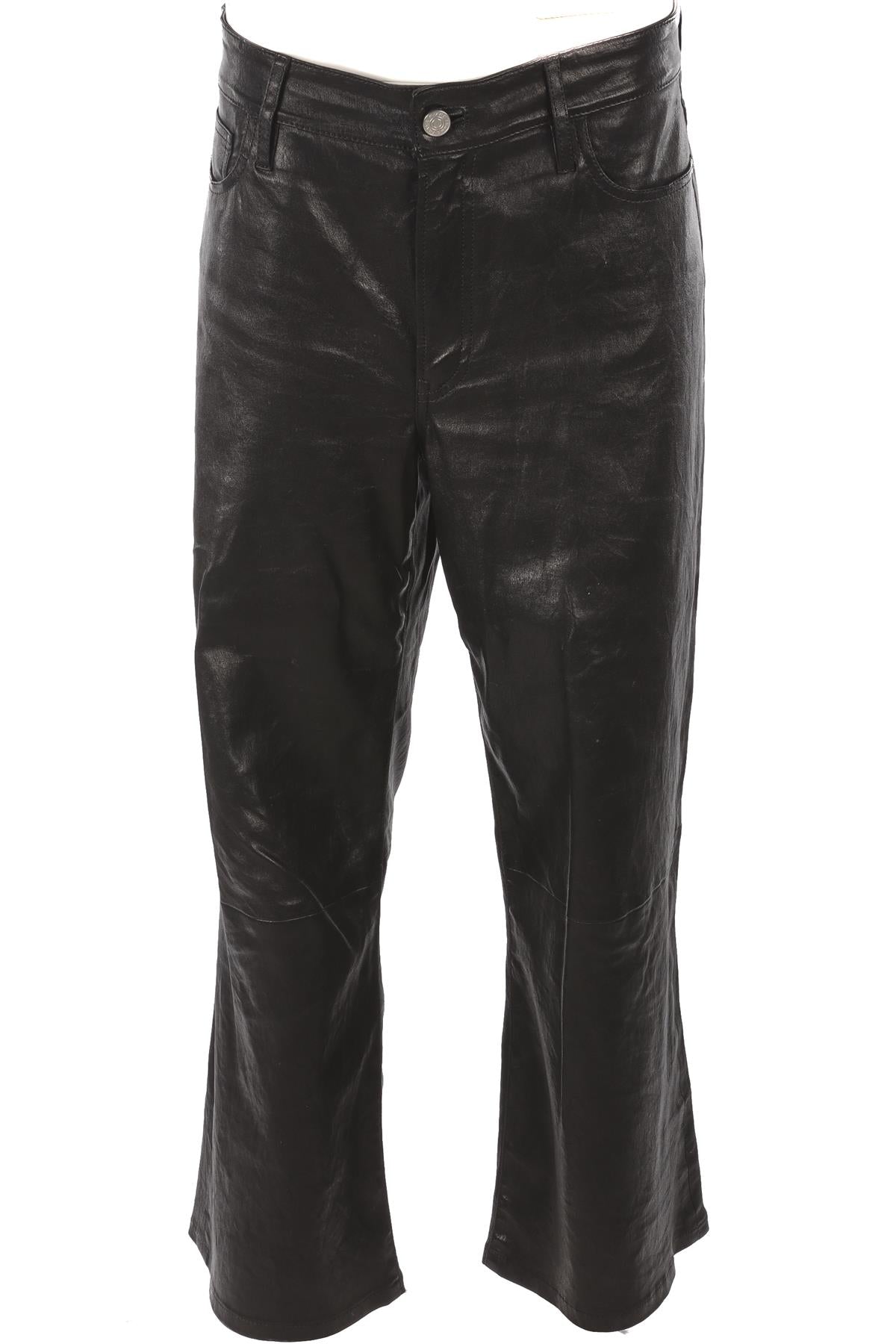 FRAME BLACK LEATHER WIDE LEG PANTS UK 8