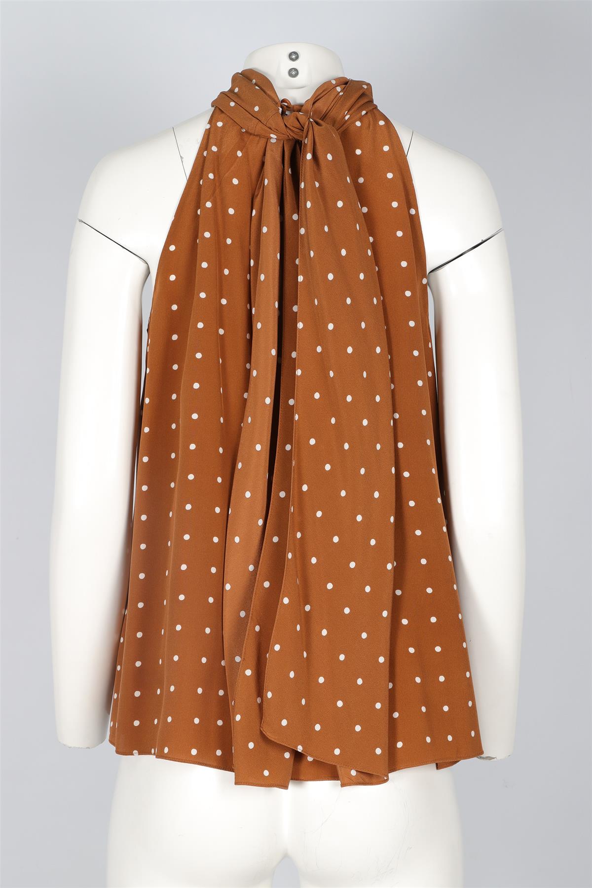 DIANE VON FURSTENBERG BROWN SILK TOP XSMALL