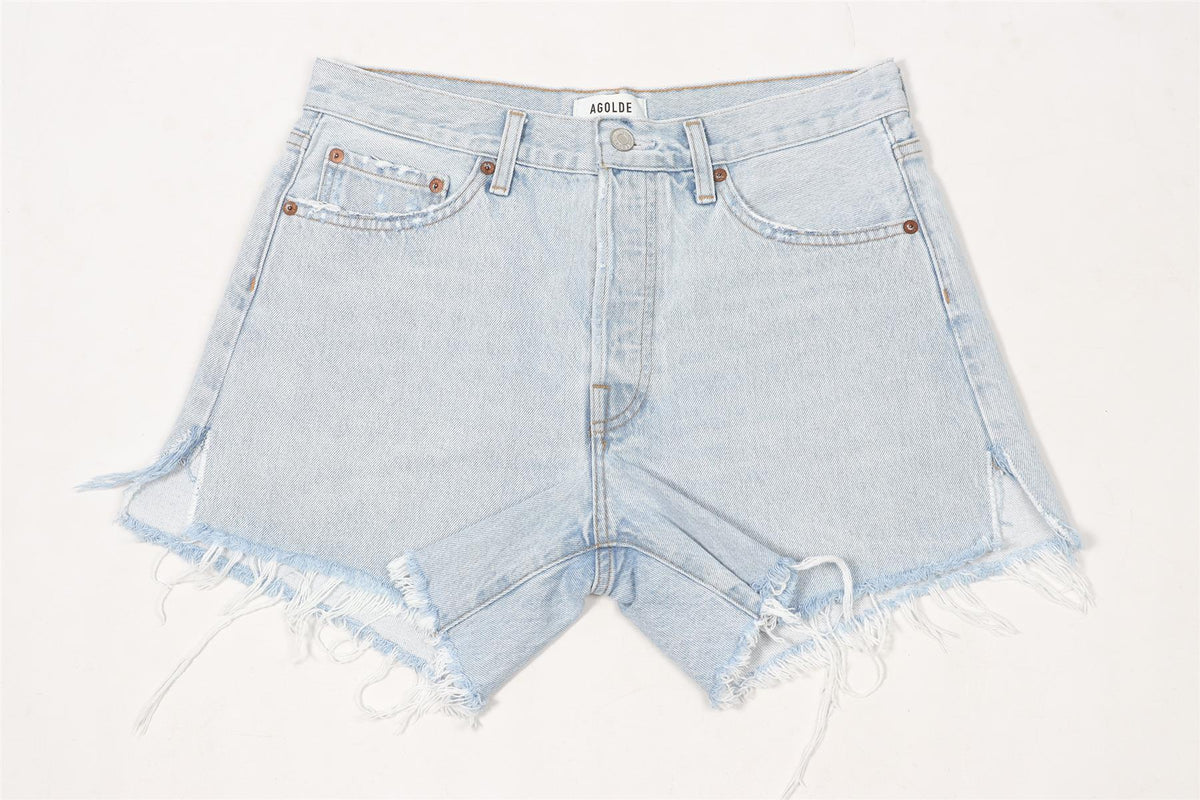AGOLDE BLUE HIGH RISE DENIM SHORTS W28 UK 10