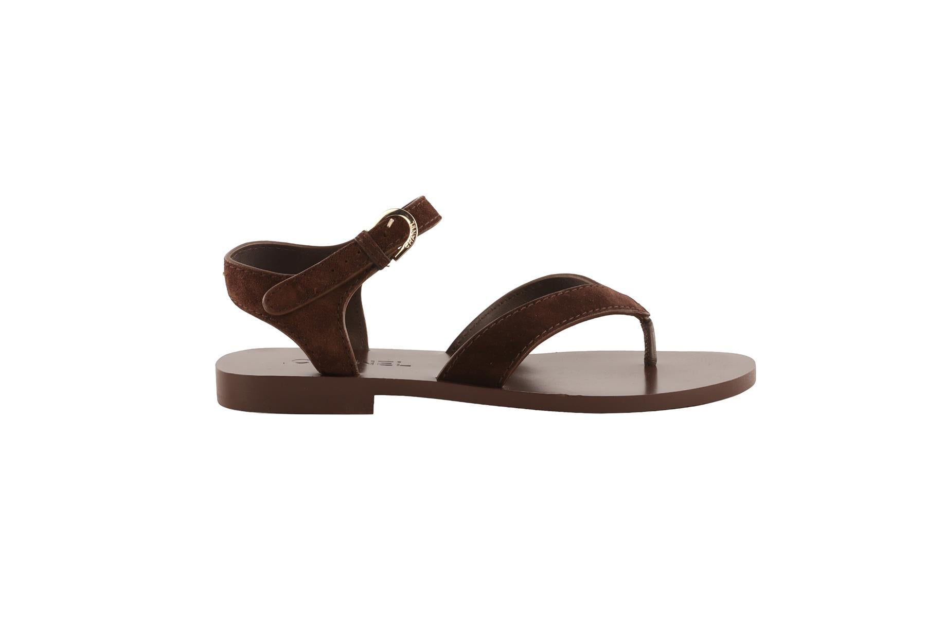 CHANEL BROWN 2026 SUEDE THONG SANDALS EU 38 UK 5 US 8 | nikkibradford