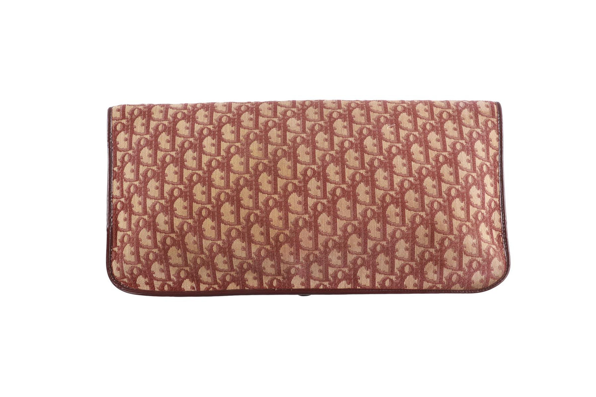 CHRISTIAN DIOR BURGUNDY VINTAGE DIORISSIMO CANVAS CLUTCH