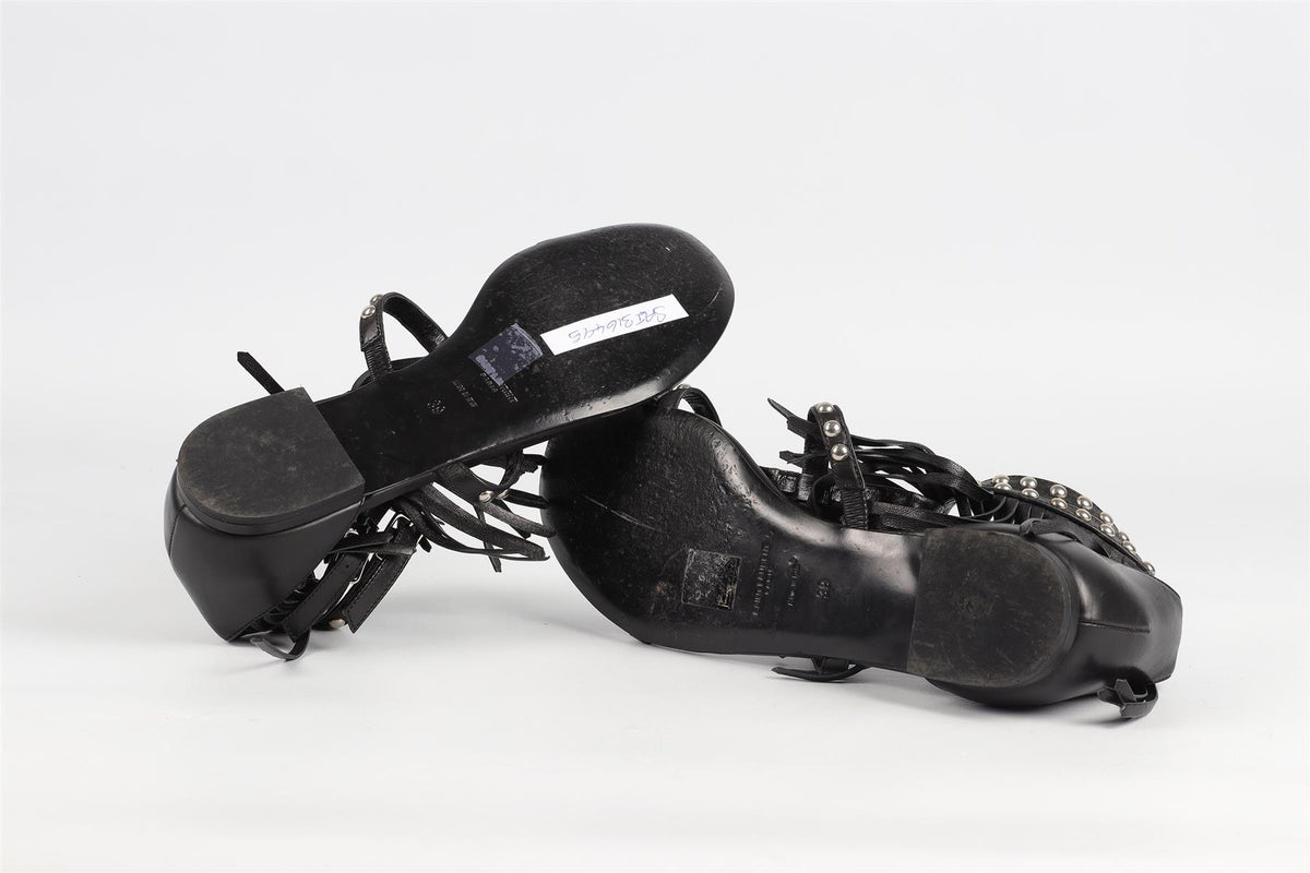 SAINT LAURENT BLACK LEATHER SANDALS EU 39 UK 6 US 9