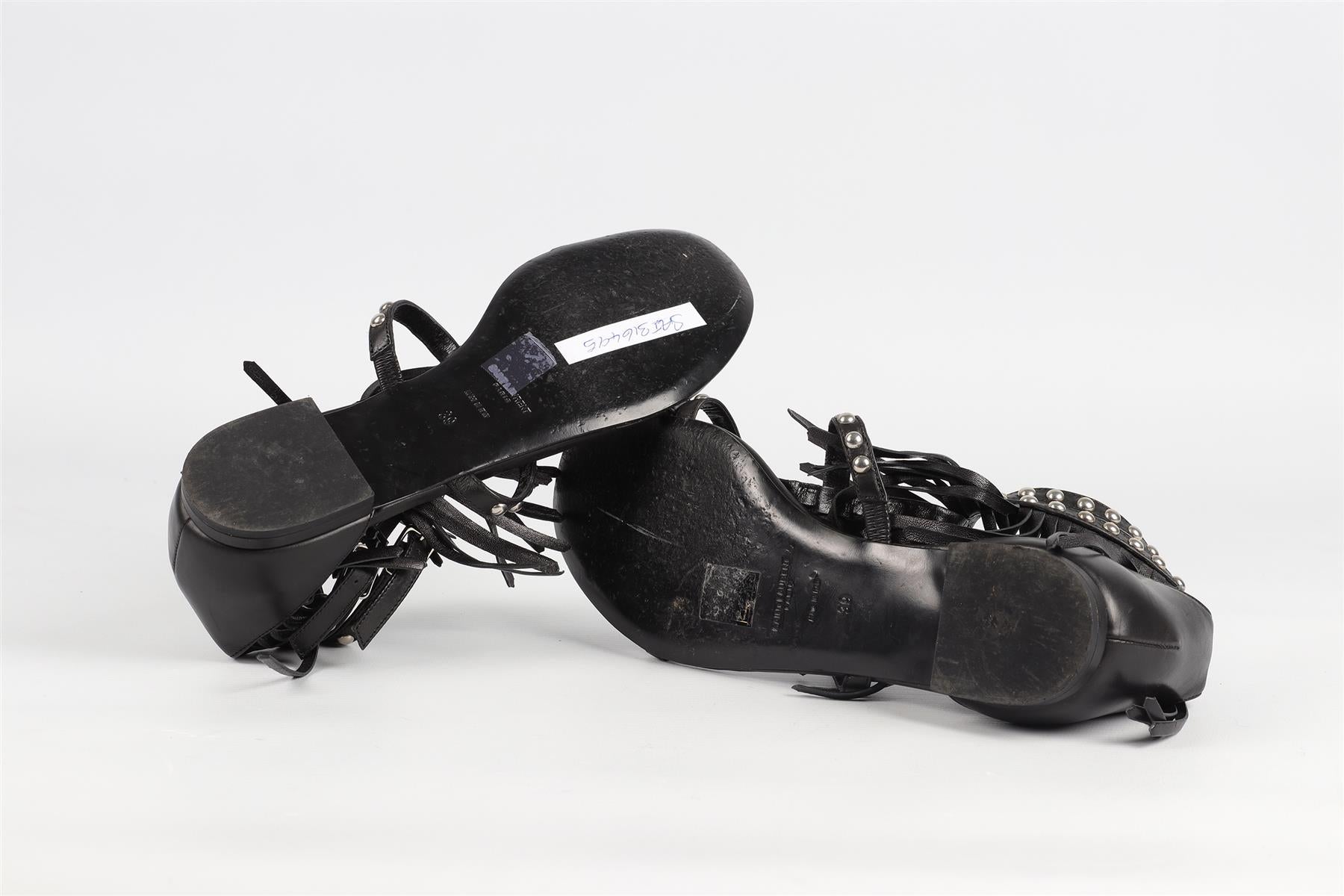 SAINT LAURENT BLACK LEATHER SANDALS EU 39 UK 6 US 9