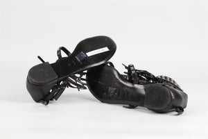 SAINT LAURENT BLACK LEATHER SANDALS EU 39 UK 6 US 9