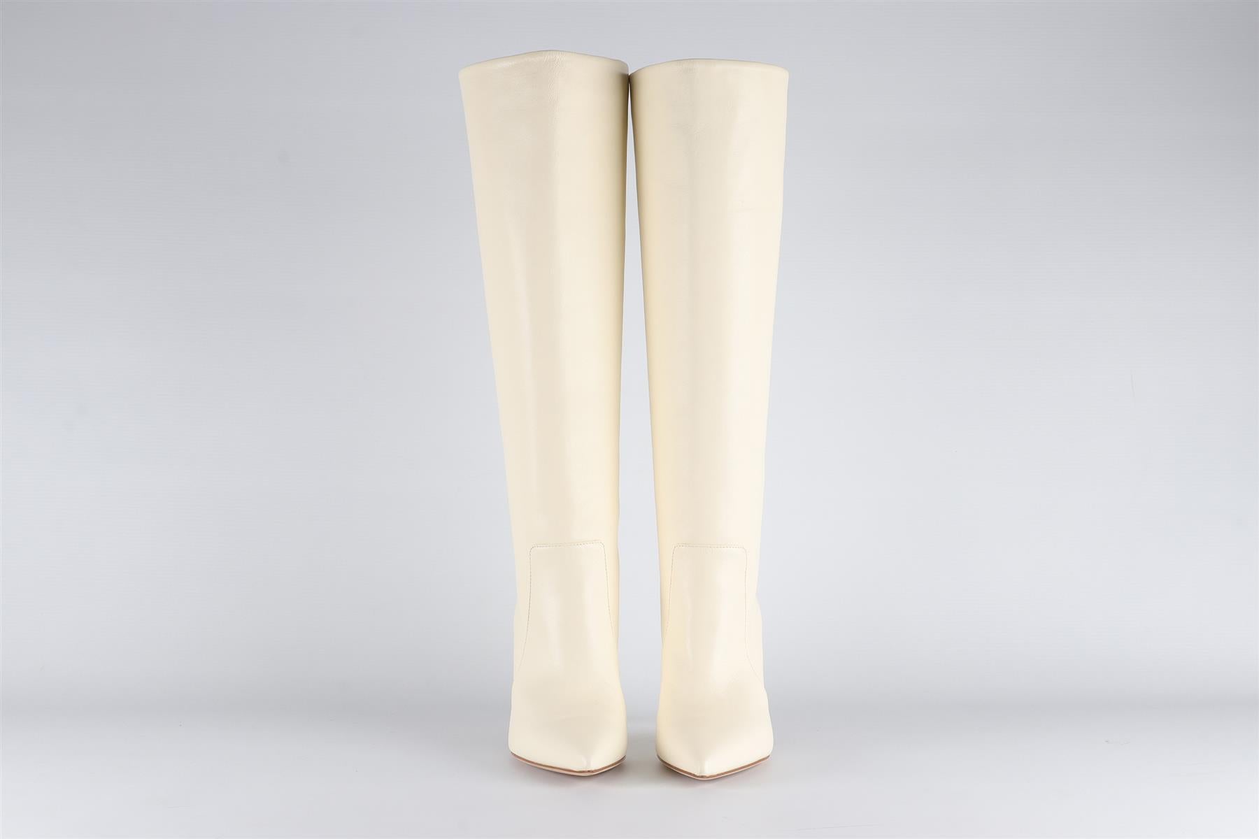 PARIS TEXAS WHITE LEATHER KNEE HIGH BOOTS EU 38.5 UK 5.5 US 8.5