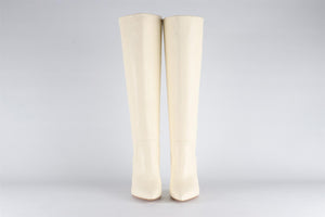 PARIS TEXAS WHITE LEATHER KNEE HIGH BOOTS EU 38.5 UK 5.5 US 8.5