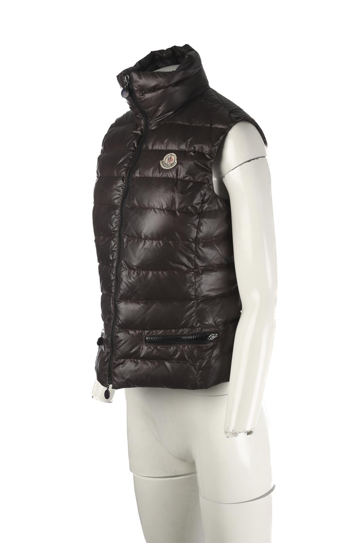 MONCLER GREY PADDED DOWN GILET UK 12