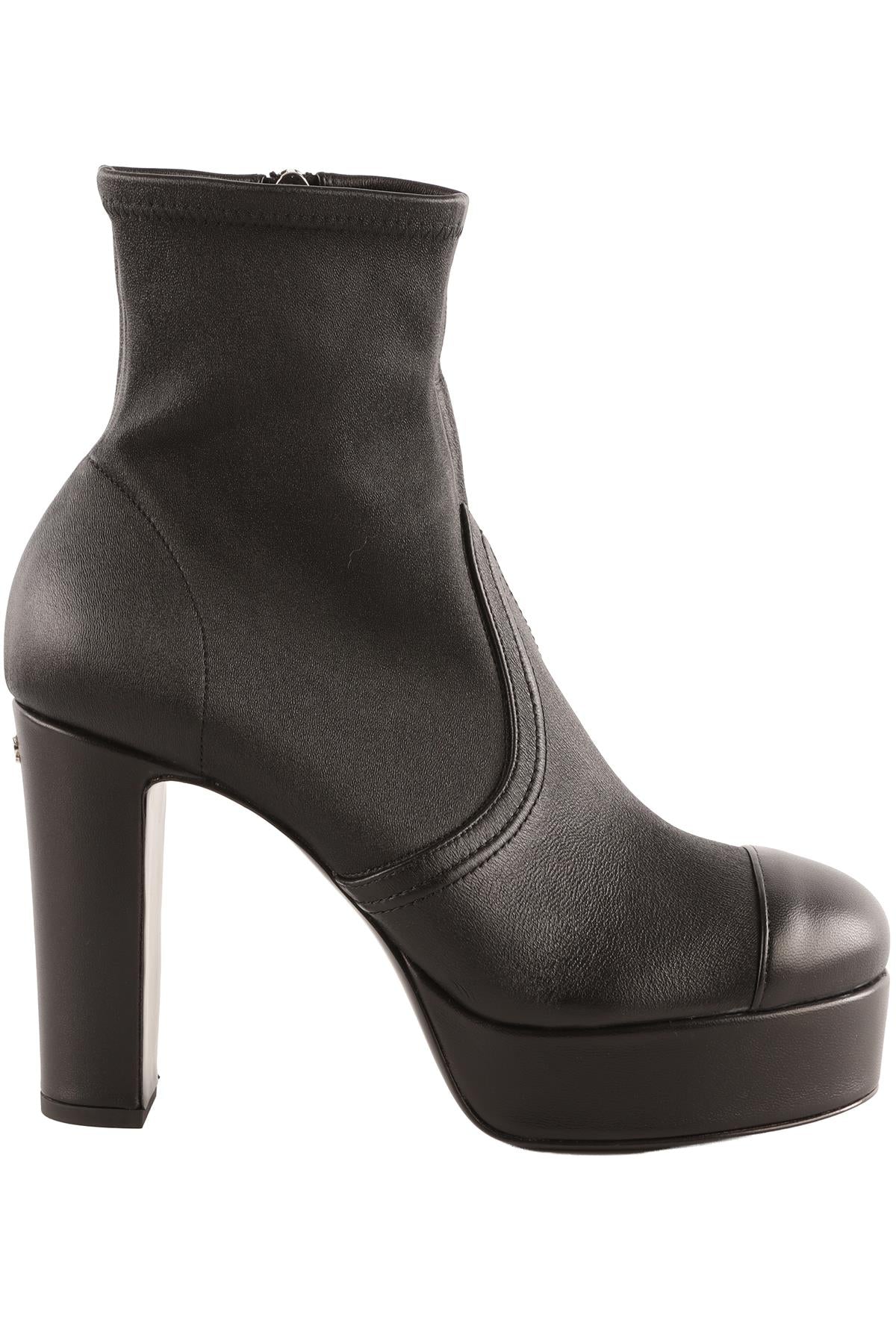 CHANEL BLACK 2024 LEATHER PLATFORM ANKLE BOOTS EU 40.5 UK 7.5 US 10.5