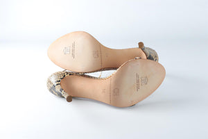 CH CAROLINA HERRERA BEIGE SNAKESKIN SANDALS EU 36 UK 3 US 6