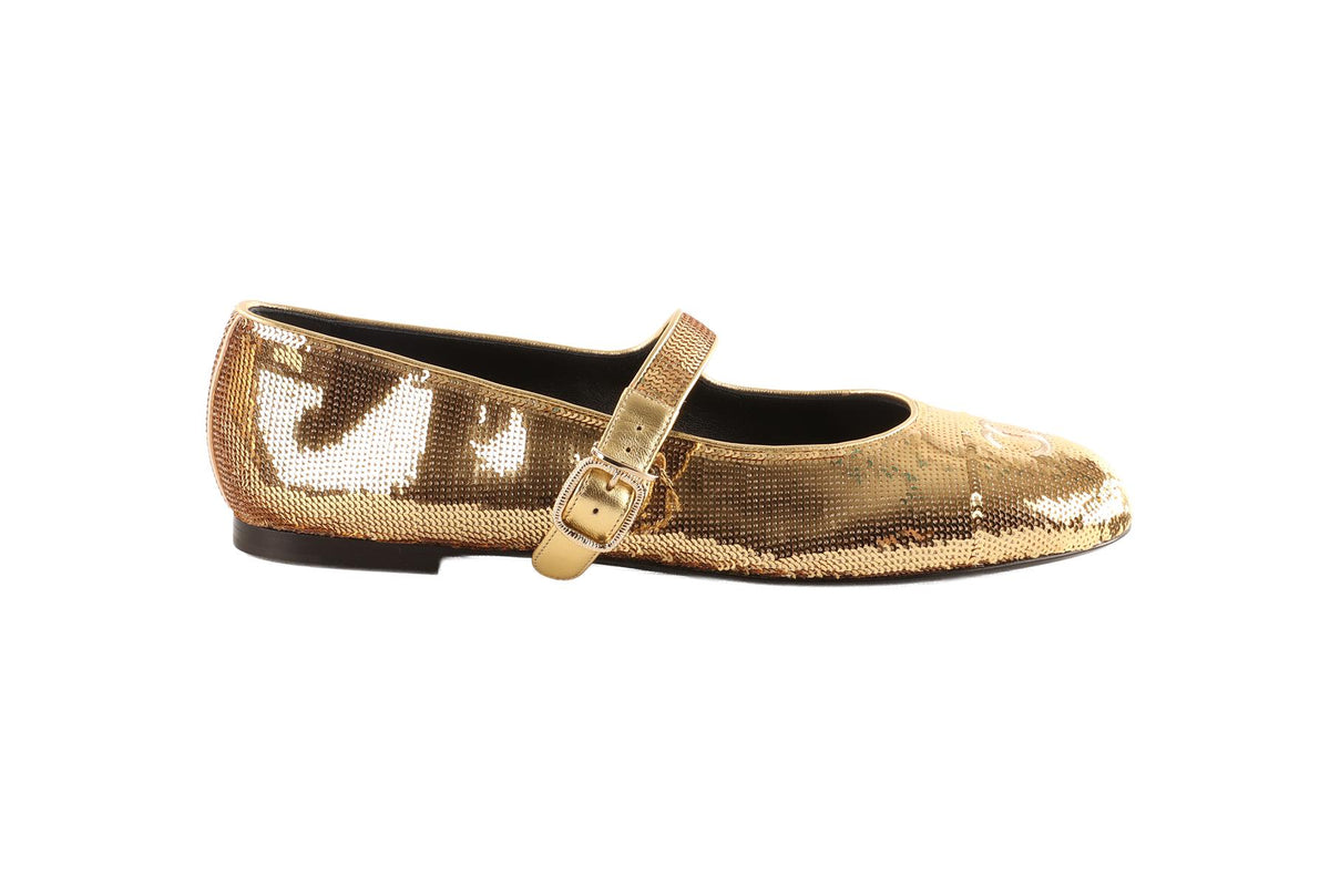 CHANEL GOLD 2025 SEQUIN FLATS EU 40 UK 7 US 10