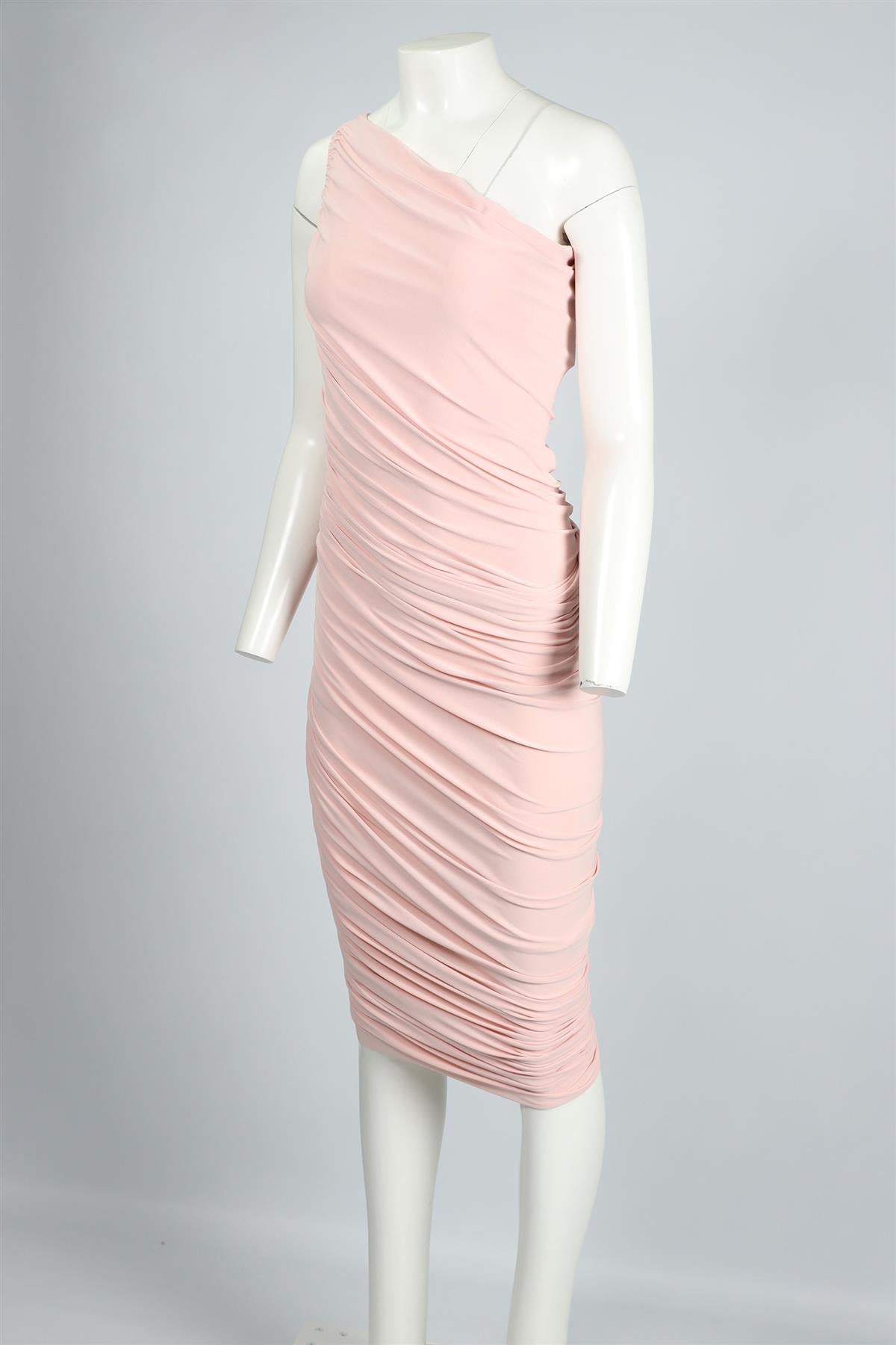 NORMA KAMALI PINK JERSEY MIDI DRESS SMALL