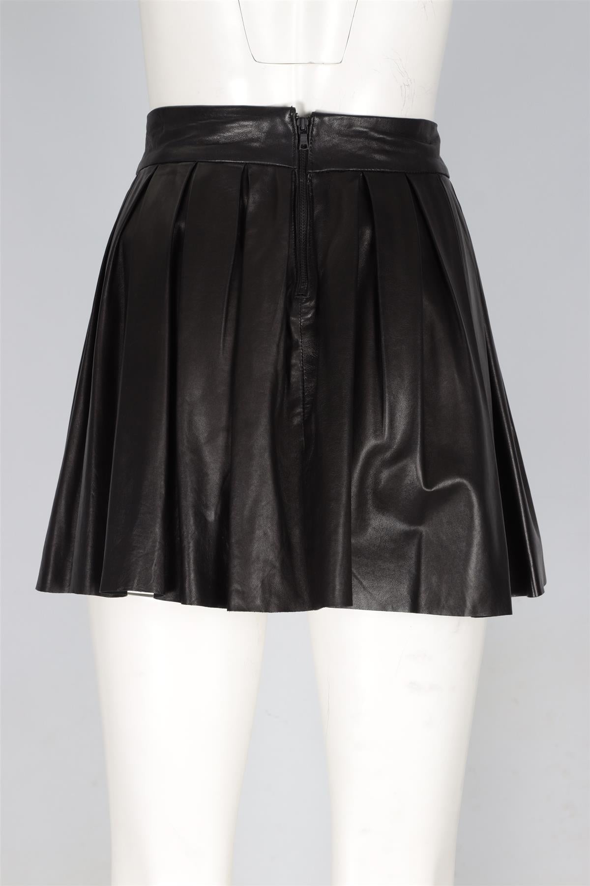 ALICE + OLIVIA BLACK LEATHER MINI SKIRT US 8 UK 12