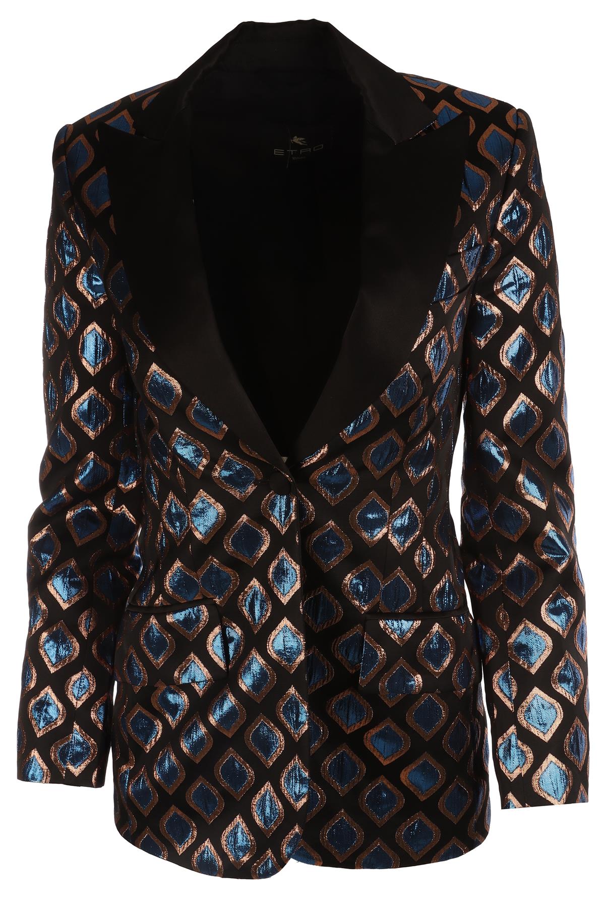 ETRO BLACK JACQUARD JACKET IT 36 UK 4