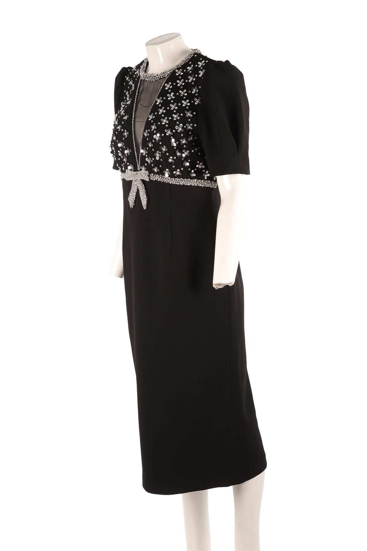 REBECCA VALLANCE + NICKY HILTON BLACK CREPE MIDI DRESS UK 14