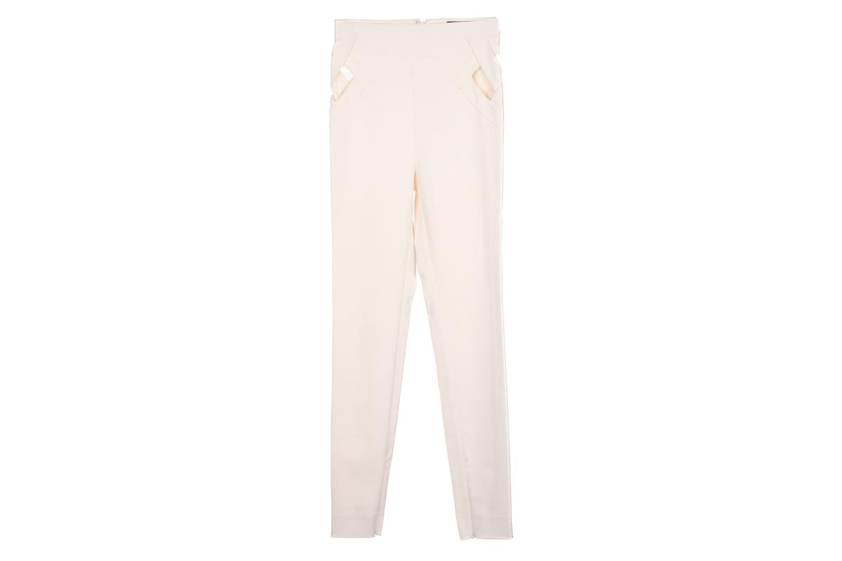 GUCCI IVORY VINTAGE COTTON SKINNY PANTS IT 36 UK 4