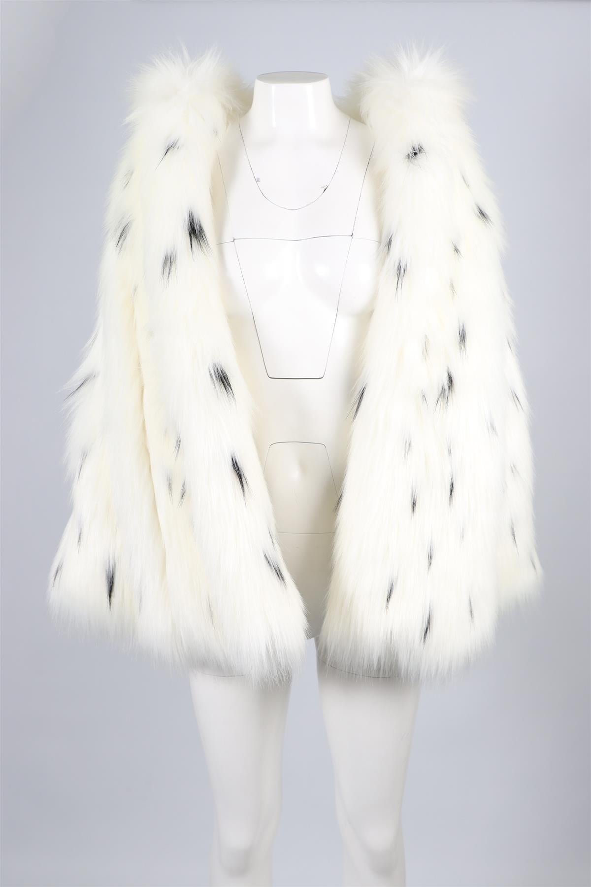SAINT LAURENT WHITE FAUX FUR COAT FR 36