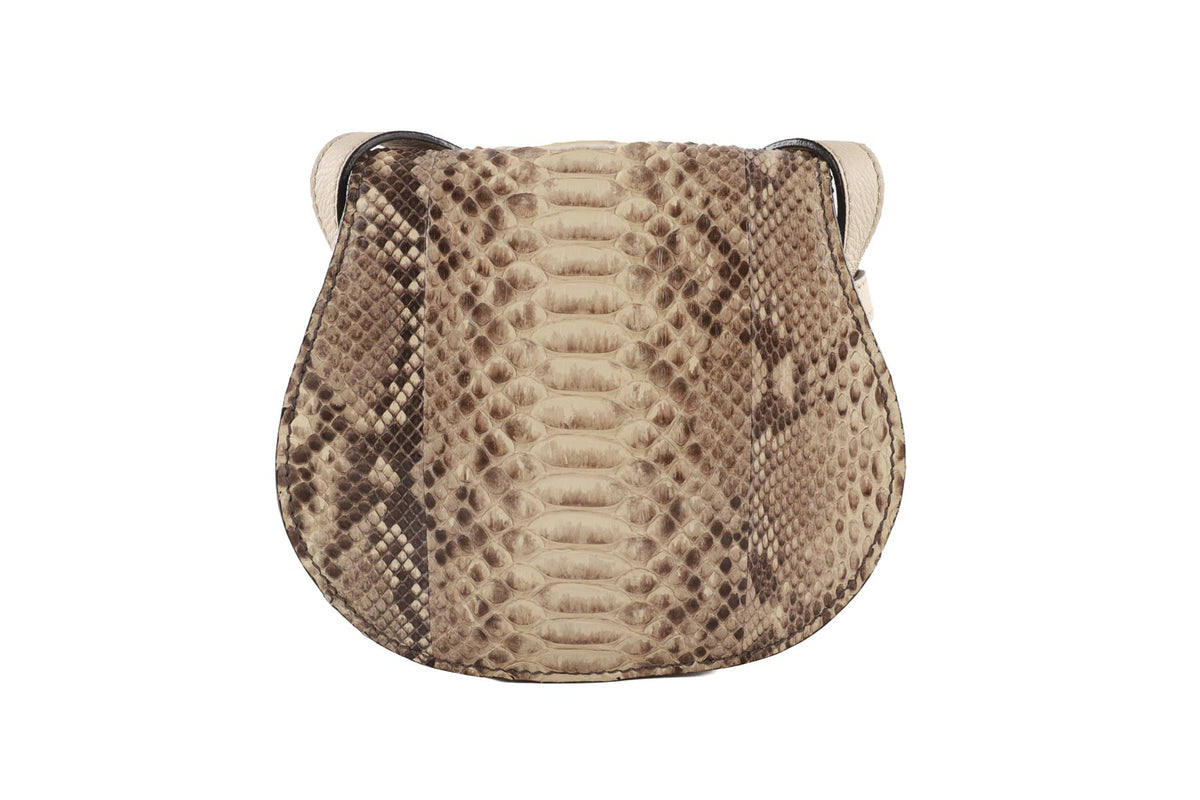 CHLOÉ BEIGE MARCIE SMALL PYTHON SHOULDER BAG