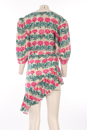 ADRIANA DEGREAS MULTI SILK MINI DRESS MEDIUM-LARGE